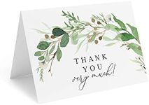 Bliss Collections Thank You Cards, 25 Eucalyptus Greenery Cards with Envelopes, 4x6 Uncoated, Heavyweight Card Stock for Weddings, Receptions, Bridal Shower, Baby Showers, Graduations, Special Events