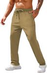 COOFANDY Men's Sweatpants Casual Lounge Cotton Pajama Yoga Pants Open Bottom Straight Leg Sweat Pants with Pockets Khaki