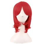 MapofBeauty 16 Inch/40 cm Short Side Bangs Synthetic Fiber Cosplay Layered Wig (Red)