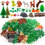 BroTex Plants Tree Accessories Jungle - Botanical Parts Bricks Flower Leaf Forest Flower Plants Pieces Building Blocks Set, Animals Farm Squirrel Birds Grass Garden House Toy (Without Baseplate)