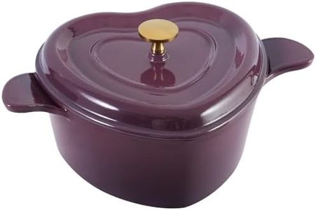 Flavehc Heart Shaped Dutch Oven 3 qt Cast Iron Dutch Oven Pot with Lid Enameled Cast Iron Dutch Oven for Bread Baking, Magenta