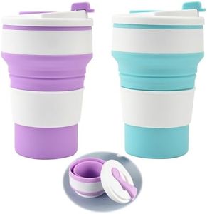 Fine jade2 Bicchieri pieghevoli in silicone 350ml Coppe di Silicone Pieghevoli per Outdoor, Campeggio, Escursionismo, Famiglia