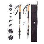 Cascade Mountain Tech Trekking Poles - Carbon Fiber Walking or Hiking Sticks with Quick Adjustable Locks (Set of 2), Cork Grip, Mossy Oak Elements Contour Pattern
