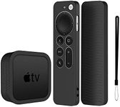 YIPINJIA Compatible for 2021 Apple TV 4K Siri Remote Cover,[2 in 1] with Silicone Protective TV Box Case for 2021 Apple TV 4K, Skin-Friendly/Anti-Slip/Shockproof (Black)