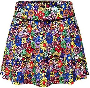 BLEVONH Women's Tennis Skort Active Pleated Skirts with Pocket for Running Golf Flower XL Multicolor