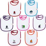 M.M.C. Baby bibs weekdays set of 7 unisex feeding bibs cotton scarves spill protection with adjustable snap fasteners for boys and girls (fruit set)