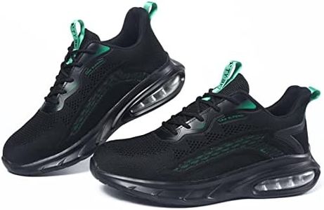 MORENDL Steel Toe Shoes for Men Work Shoes Safety Sneakers Air Cushion Lightweight Slip Resistant Puncture Proof Industrial Construction Shoes Blackgreen