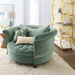 Sky Rise Decor Tufted Chair Accent Sofa with Pillows Round Sofa Modern Oversize Arm Chair Cozy Club Chair for Bedroom, Living Room, Lounge, Hotel & Office Sofa