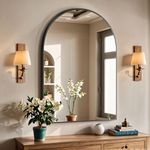 BONEWEI 26x38 inch Arched Bathroom Mirror,Wall Mounted Mirrors Decor Modern Dresser Mirror for Bedroom Living Room Entryway, Hanging or Leaning Against Wall