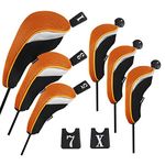 Andux Andux Golf Club Head Cover Set Interchangeable No. Tag (3 Hybrid Cover+3 Wood Cover) MT/ZH06 Orange