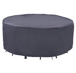 F&J Outdoors Waterproof Garden Furniture Covers Eco-friendly Fabric UV Resistant Fade Resistant for Large/Medium Circle Table with Chairs Set,230cm(90 inch) Dia,Grey