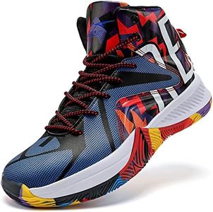 ASHION Mens Basketball Shoes Lightweight Breathable Sneakers Anti Slip Sports Shoes for Running Walking Size 8 Multicolor