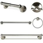 Bathroom Hardware Accessory Set Includes 24’’ Towel Bar, Toilet Paper Holder, Hand Towel bar and Robe Hook - Bathroom Towel Rack Set (5 - Piece Accessories Set, Satin Nickel)