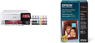 Epson EcoTank Photo ET-8500 Wireless Color All-in-One Supertank Printer with Scanner, Copier, Ethernet and 4.3-inch Color Touchscreen & S042174 Ultra Premium Photo Paper Glossy, 4x6, 100 Sheets Ink