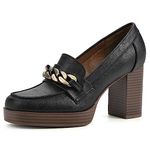 WHITE MOUNTAIN Women's Shoes Manning Platform Heel Loafer, Black/Smooth, 8 UK