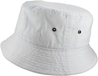 Gelante Solid Color 100% Cotton Bucket Hat for Women and Men Packable Travel Summer Beach Hat, White, Small-Medium