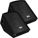 Seismic Audio - Pair of Passive12 Floor Wedge Style Monitors - Studio, Stage, or Floor use - PA/DJ Speakers - Bar, Band, Karaoke, Church, Drummer use