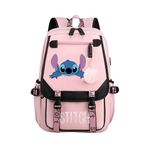 Stitch Middle School Student Premium Backpack, School Backpack, Travel Bag, Boys, Girls, with Side Mesh Pocket and Front Pocket with Zip, Multi-Colour, 47 cm (Height), 31 cm (Width), 18 cm, C3,