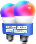 Smart Bulbs, meross Smart WiFi LED Bulbs Compatible with Apple HomeKit, Siri, Alexa, Google Assistant & SmartThings, Dimmable E26 Multicolor 2700K-6500K RGBCW, 810 Lumens 60W Equivalent, MSL120HKKIT