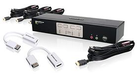 IOGEAR 4-Port HDMI and DisplayPort KVMP Kit with USB Hub and Audio, w/Full Set of Cables, (GCS1794DPKIT TAA Compliant)