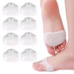 Reusable Foot Gel Pads 8 PCS Breathable Forefoot Ball of Foot Cushions for Shoe Metatarsal Pads for Women and Man Pain Relief High Heel Toe Plantar Fasciitis, Calluses Gel Insoles Prevent Blister