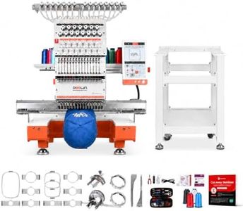 Poolin EOX 15-Needle Commercial Embroidery Machine,20" x 14" Large Embroidery Area,9" Touchscreen with InStitch OS4, Includes Stand and Embroidery Supplies for Small Business