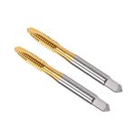 CoCud Spiral Point Taps, 1/4-20 UNC Thread, Titanium Coated High Speed Steel 6542 Screw Milling Threading Tap - (Applications: for Tapping Drilling Machine), 2-Pieces