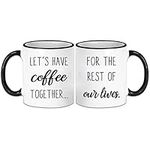 Lets Have Coffee Together For The Rest Of Our Lives Couple Mug Set,Engagement Gifts for Couples Unique Funny Ceramic Tea Cup for Bride and Groom,Wedding Gift for Couple Matching Gift for Bridal Shower, Engaged,Birthday,Anniversary,Valentines Day