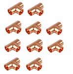 (10pcs) EZ-FLUID Plumbing 1/2" Copper Tee,C X C LF Sweat Solder Copper Tee,Pressure Copper Fittings with Sweat Solder Connection for Residential,Commercial Copper Pipe