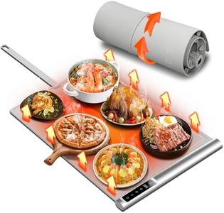 Food Warming Mat | Max Temp 248℉,Electric Warming Tray with Timer and 8-Level Adjustable,Fast Full-Surface Heating Mat for Food with Child Lock,Roll-Up & Portable Silicone Food Warmer for Buffet Party