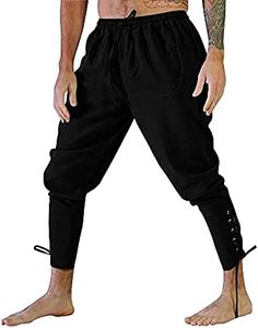 Homme Pantalon Renaissance Médiéval Vintage Pantalon de Pirate Costume Noir M