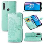 Ranyi for Jitterbug Smart3 / Lively Smart Smartphone Case, Mandala Flower Pattern Leather Wallet Case with Credit Card Holder Kickstand Flip Folio Magnetic Wallet Case for Jitterbug Smart3 -Green