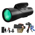 Gosky Piper Monocular Telescope, 15x55 HD Monocular for Adult with BAK4 Prism & FMC Lens, Lightweight Monocular with Smartphone Adapter Suitable for Bird Watching Hunting (Black)