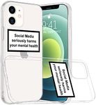 Idocolors Quote Social Media Seriously Harms Your Mental Health Clear Cases for iPhone 11,Anti-Yellowing Soft TPU Bumper Ultra Slim Shockproof Cute Girly Protection Cover Cool Design Case