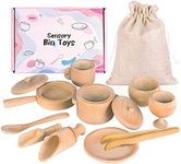 Migargle Sensory Bin Tools, Montessori Toys for Toddlers, Waldorf Toys, Wooden Scoops and Tongs for Transfer Work and Fine Motor Learning