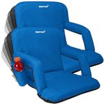 Driftsun Foldable Reclining Stadium Seat - Reclining Bleacher Chair with Back Support for Bleachers, Lawns, and Backyards (2 Pack, Blue)