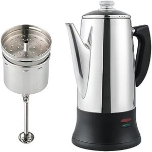 APOXCON 12 Cup Electric Coffee Percolator with ETL Approval Stainless Steel Coffee Maker with Heat Resistant Glass Knob Classic Look Cord-Less Server Coffee Pot