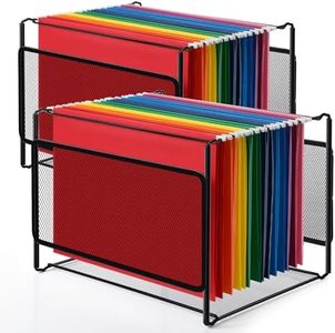 Comix Hanging File Organizer, Letter Size File Folder Organizer with Metal Mesh, Space-Saving File Folder Storage Box for Home Office Supplies(2 Packs)