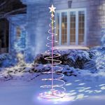 Yescom Twinkle 6Ft Spiral Christmas Tree Light 182 Pre-Lit LED 8 Model USB Powered for Indoor Outdoor Patio Garden Pathway Holiday Party Event Decor Water Resistant with Star Topper Metal Stakes