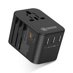 Destinio Universal Travel Adapter - 6-in-1 Fast (35w) Charging International Charger with PD, Type C & 3 USB Ports - All-in-One for US, UK, Europe - Type C Compatible