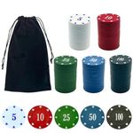 SEETOOOGAMES Casino Poker Chips Denominations - 125pcs Plastic Poker Chips Set with Numbers Decorations for Gambling Blackjack Mahjong Theme Game Night