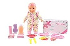 KOOKAMUNGA KIDS 14” Baby Doll & Feeding Set (12 Pieces) - Realistic Baby Doll - Baby Dolls for 2 Year Old Girls & Boys and Up - Comes w/ Soft Baby Doll & 12 pc Feeding Set