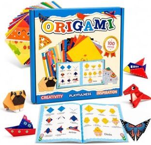 LMCIKYO Origami Kit for Kids Ages 5-8 8-12, 100 Sheets Colored Origami Paper - 45 Double-Sided Animal Patterns with Instruction Manual & Video Guide, Travel Game Activity, Gift for Boys Girls
