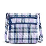 Vera Bradley Women's Triple Zip Hipster Crossbody Purse, Amethyst Plaid-Recycled Cotton, One Size