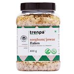 TRENPA Sorghum/Jowar Poha Flakes (Cholam/Jola), 400g | Healthy Breakfast Millet Flakes | Diabetic - Friendly | Low Cholesterol, Gluten-Free, High-Fibre Food