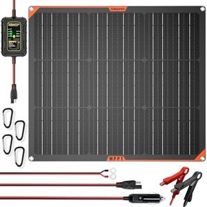 SUNAPEX 12V 50 Watt Solar Trickle Charger Maintainer with MPPT Controller - Portable Waterproof Solar Powered Battery Charger - Solar Panel Kit for Car Rv Trailer Truck Boat Automotive Marine