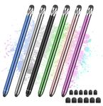 6 Pack Stylus Pens,Stylus Pencil for iPad, iPhone, Microsoft Surface, Android Smartphones, Tablets and All Common touchscreens (Black/Silver/Purple/Green/Blue/Rose Gold)