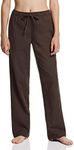 CQR Women's 100% Cotton Flannel Plaid Pajama Pants, Brushed Soft Lounge & Sleepwear PJ Bottoms with Pockets WPJ200-DBN_Small