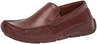 Clarks Men's Markman Plain Driving Style Loafer, Dark Tan Leather, 11 US