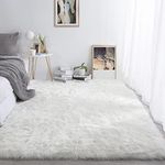 HOMBYS 8x10 Oversized Faux Fur Area Rug for Living Room Bedroom, Super Soft & Fluffy White Faux Sheepskin Play Carpet for Kids Children, Luxury Plush Furry Décor Shaggy Feet Mat for Bedside